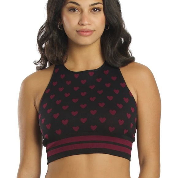 NWOT SIZE M/L Spiritual Gangster Black and Burgundy Heart Crop Top - Picture 1 of 6